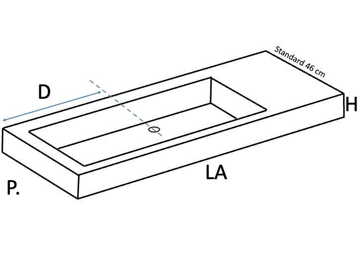 Plan vasque suspendu, lavabo 80 cm, résine SEVILLA XL 80 SA