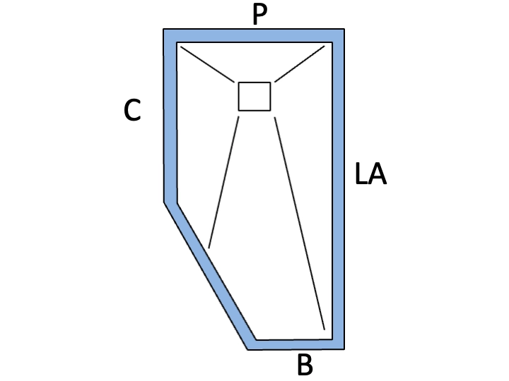 Receveur de douche pentagonal avec seuil anti-débordement – FRAME