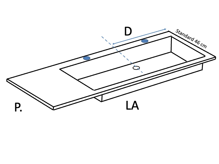 Vasque encastrable, lavabo 80 cm intégré, résine SEVILLA 80 MA