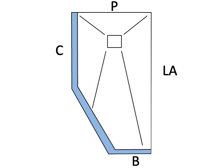 Receveur de douche pentagonal avec seuil anti-débordement sur l'extérieur – DEMI FRAME