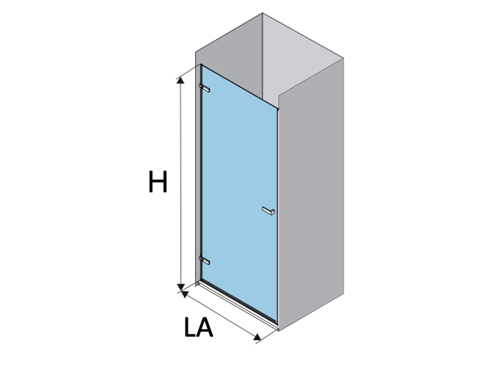 Porte de douche battante, sur mesure, verre 8 mm - BRAY