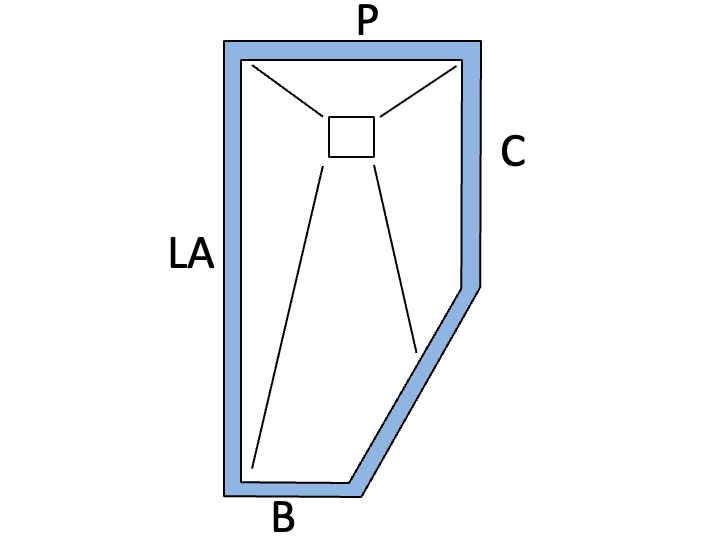 Receveur de douche pentagonal avec seuil anti-débordement – FRAME