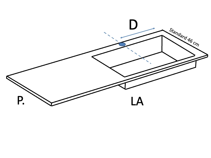 Vasque encastrable, lavabo 60 cm intégré, résine SEVILLA 60 MA