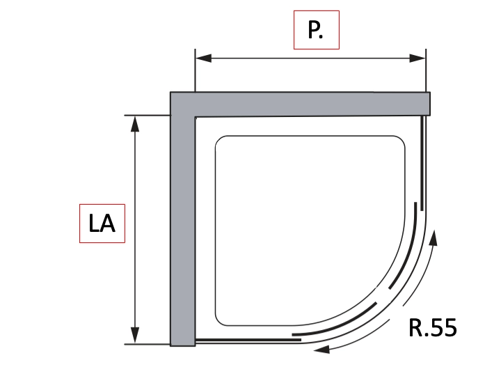 Paroi douche quart de rond, sur mesure - VERNON