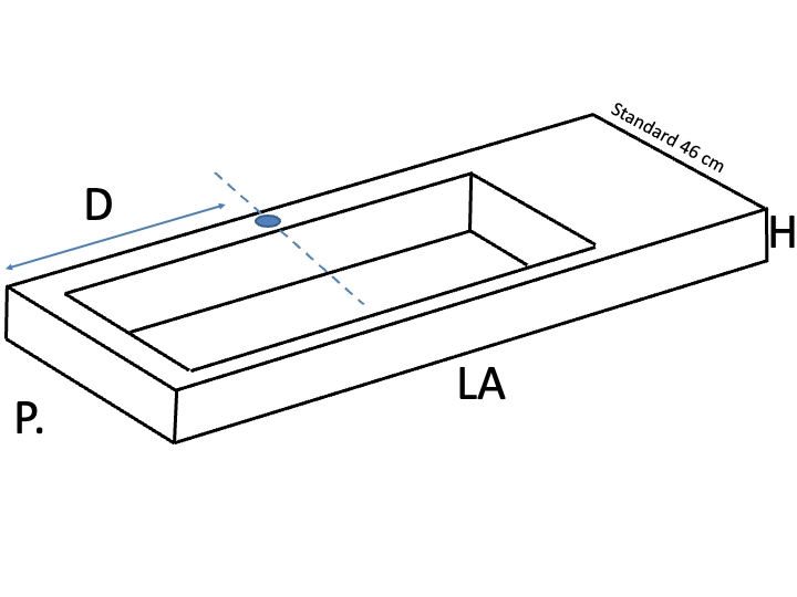 Plan vasque suspendu, lavabo 80 cm, résine SEVILLA XL 80 SA