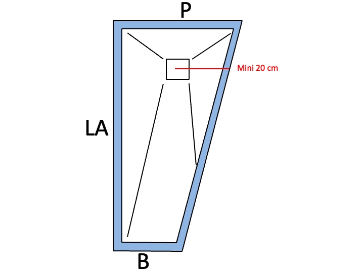Receveur de douche trapèze avec rebord, résine MONTANA TRAPEZE "A"