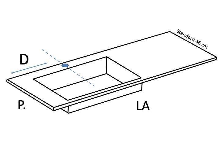 Vasque encastrable, lavabo angle arrondie, résine SEVILLA 42 MA