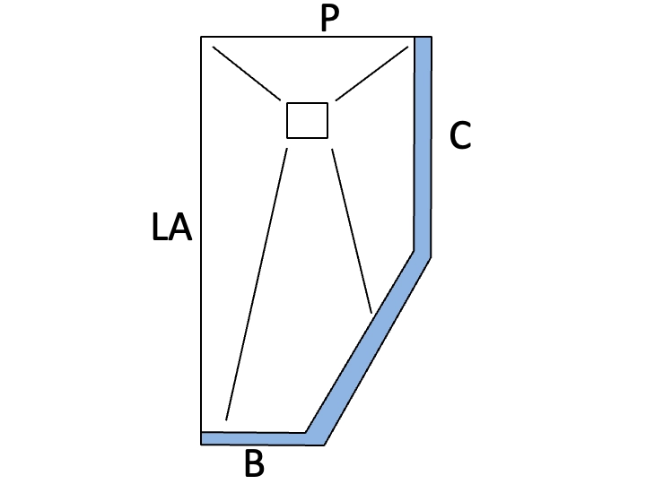 Receveur de douche pentagonal avec seuil anti-débordement sur l'extérieur – DEMI FRAME