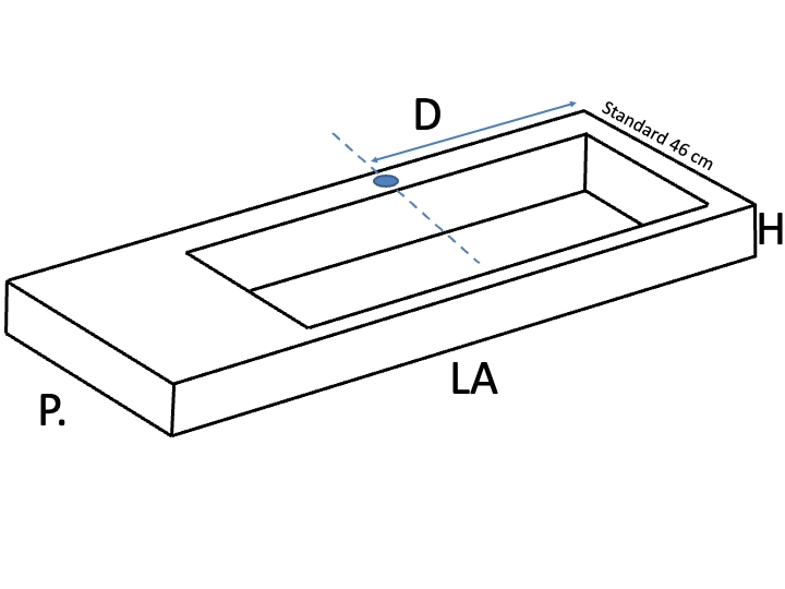 Plan vasque suspendu, lavabo 80 cm, résine SEVILLA XL 80 SA