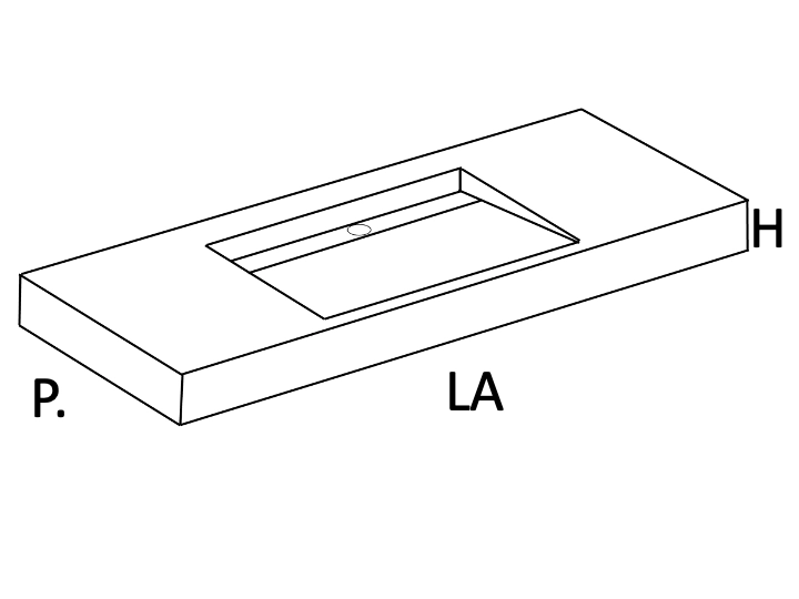 Hangende wastafel, op maat gemaakt, afvoergoot MIAMI 45 AT
