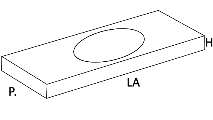 Plan vasque Design, fabrication sur mesure, Largeur 60 à 20 cm x Profondeur 40 à 60 cm, résine minérale ACRYSTONE® SOLID-SURFACE Finition lisse blanc mate, Livraison Offerte et Rapide.