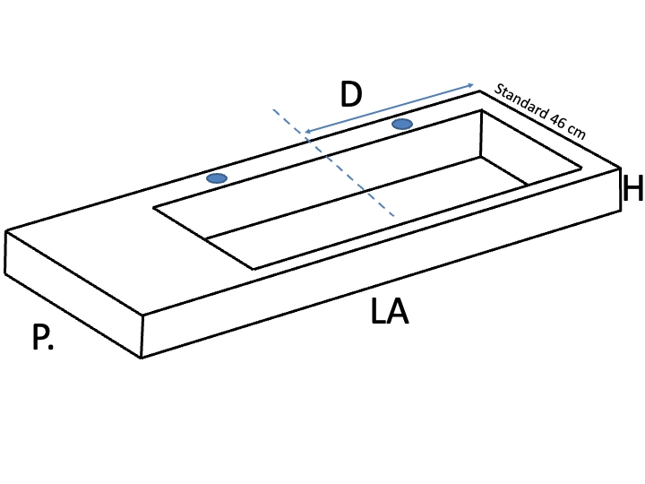Plan vasque suspendu, lavabo 80 cm, résine SEVILLA XL 80 SA