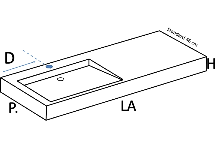 Washbasin countertop, adapted for people with reduced mobility, suspended, resin SEVILLA PMR SA
