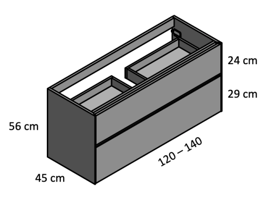 Meuble sous-vasque, finition bois ou couleurs, deux tiroirs à onglet, Largeur 60, 70, 80, 100, 120 et 140 cm, Profondeur 45 cm, Hauteur 55 cm, Stock disponible, LIVRAISON OFFERTE