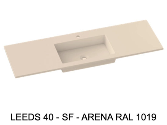 Plan vasque lavabo sur mesure : L 50 à 201 x P 30 à 51 cm, finition lisse mate, 10 couleurs au choix, Anti bactérien, résine Akrytan® teinté dans la masse, Livraison Offerte.