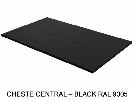 Bac douche drainage central, discret et design, Largeur 100 à 210 cm x l. 70 à 120 cm Fabrication sur mesure en résine anti glissant, finition misse, 10 couleurs, Livraison offerte