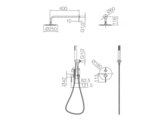 Robinetterie de douche, encastrable moderne, ensemble avec douche de tête et douchette à main. Composé d’une tête de douche large pour un effet pluie, d’une douchette, et d’un mitigeur encastré - GARANTIE 5 ANS - LIVRAISON OFFERTE en 5 à 6 Jours