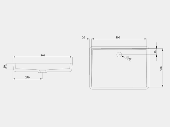 Plan vasque lavabo, sur mesure, Largeur 61 à 200 cm x Profondeur 46 à 80 cm, résine composite de haute qualité, Finition lisse blanc BRILLANT laqué ou mate, Livraison Offerte.