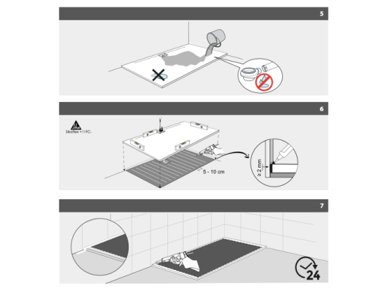Installer un receveur a douche extra plat : coller le bac a douche avec une colle à base de polyuréthane, puis faite les finitions d'étanchéité avec la même colle.