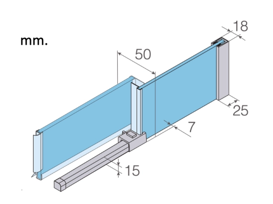 Paroi de douche coulissante, L. 90 à 220 cm, Hauteur 150 à 220 cm, fabrication sur mesure, verre de sécurité et traité anti-calcaire, garantie 5 ans, LIVRAISON OFFERTE