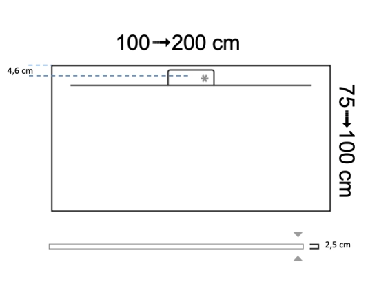Receveur de douche caniveau Extra plat, Largeur 100 à 200 cm x 75 à 100 cm, dix couleurs aux choix, Résine anti glissant PN22, finition ardoise, LIVRAISON OFFERTE et rapide