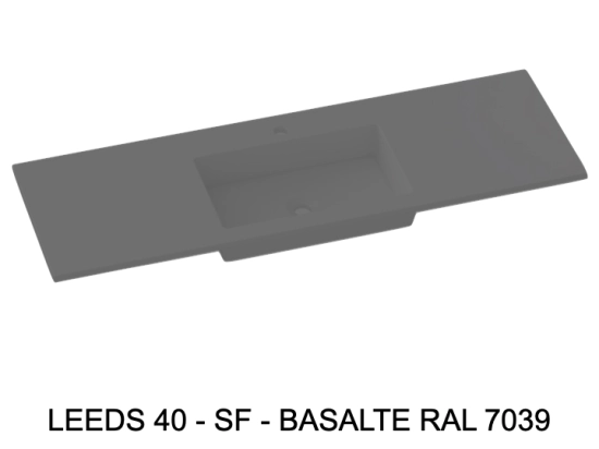 Plan vasque lavabo sur mesure : L 50 à 201 x P 30 à 51 cm, finition lisse mate, 10 couleurs au choix, Anti bactérien, résine Akrytan® teinté dans la masse, Livraison Offerte.