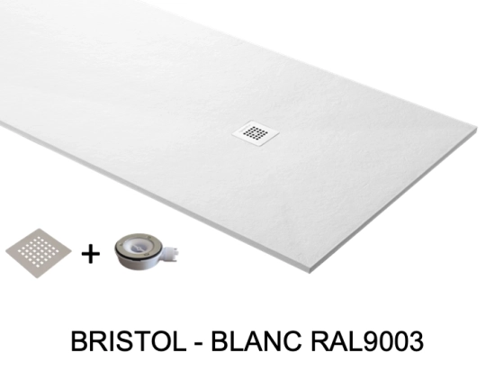 Receveur de douche, sur mesure : Largeur 100 à 210 cm x l. 70 à 110 cm. Bac à douche en résine Akrytan® anti glissant, finition ardoise, 10 couleurs, Livraison offerte et rapide