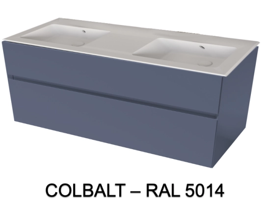 Meuble avec vasque Solid-Surface, finition bois ou couleurs, deux tiroirs à onglet, Largeur 120 et 140 cm, P. 45 cm, Hauteur 56 cm, Stock disponible, LIVRAISON OFFERTE