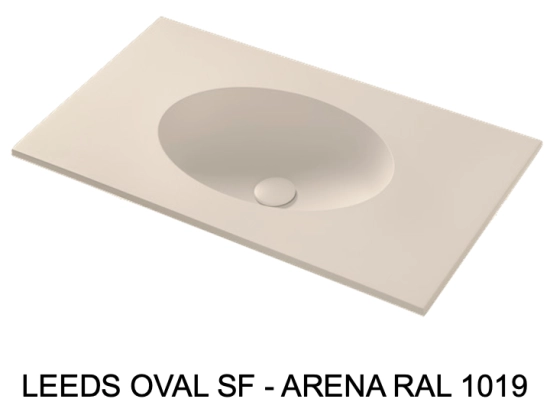 Plan vasque lavabo sur mesure : L 60 à 201 x P 40 à 51 cm, finition lisse mate, 10 couleurs au choix, Anti bactérien, résine Akrytan® teinté dans la masse, Livraison Offerte.