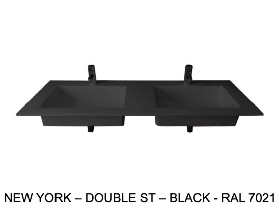 Plan double vasque bassin Design 60 cm, sur mesure, L. 150 à 200 cm x P. 40 à 60 cm, résine minérale ACRYSTONE® SOLID-SURFACE Finition lisse, Livraison Offerte et Rapide.