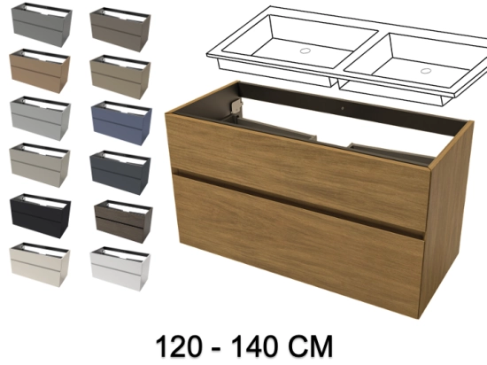 Meuble sous-vasque, finition bois ou couleurs, deux tiroirs à onglet, Largeur 60, 70, 80, 100, 120 et 140 cm, Profondeur 45 cm, Hauteur 55 cm, Stock disponible, LIVRAISON OFFERTE