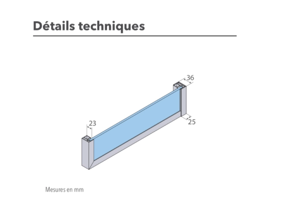 Paroi de douche fixe avec contour de profilés en aluminium, L. 80 à 160 cm, Hauteur 195 cm, verre sécurité 8 mm, traité anti-calcaire STOCK DISPONIBLE livraison offerte et rapide.