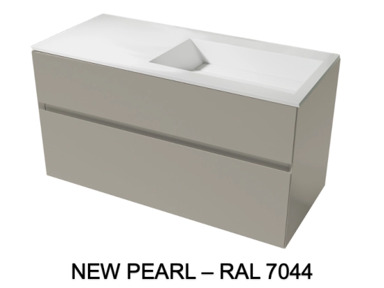 Meuble avec vasque Solid-Surface, finition bois ou couleurs, deux tiroirs à onglet, Largeur 100, 120 et 140 cm, P. 45 cm, Hauteur 56 cm, Stock disponible, LIVRAISON OFFERTE