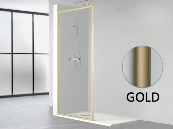 Paroi de douche fixe avec contour de profilés en aluminium, L. 80 à 160 cm, Hauteur 195 cm, verre sécurité 8 mm, traité anti-calcaire STOCK DISPONIBLE livraison offerte et rapide.
