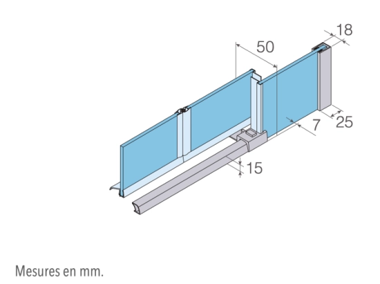 Porte douche coulissante, deux portes centrales vers deux panneaux fixes, L 135 à 200 cm, H. 195 cm, STOCK DISPONIBLE, verre de sécurité, Anti-calcaire, Livraison offerte et rapide