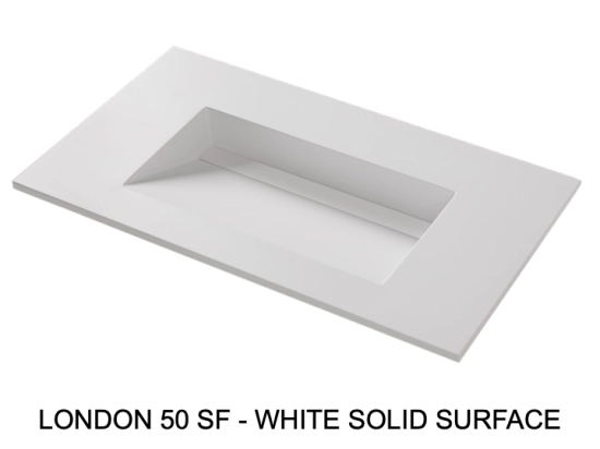 Plan vasque lavabo sur mesure : L 60 à 201 x P 40 à 51 cm, finition lisse mate, Solid-Surface, Anti bactérien, résine Akrytan®SOLID teinté dans la masse, Livraison Offerte.