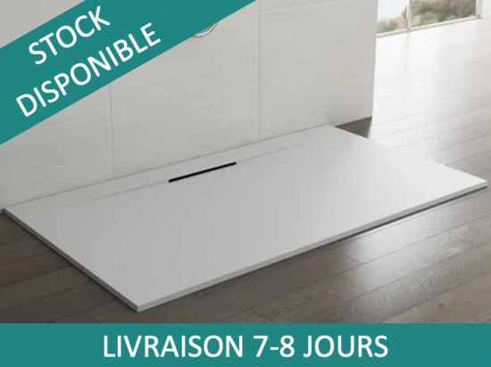 Receveur de douche caniveau, LIVRAISON RAPIDE EN 7-8 JOURS -  Extra plat, Largeur 100 à 200 cm x 70 à 90 cm, couleurs aux choix, Résine anti glissant PN24, finition ardoise