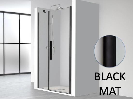 Porte de douche pivotante, avec une paroi fiche en alignement, Largeur 63 à 97 cm + Fixe de 23 à 55 cm, Hauteur 195 cm, traitement anti calcaire, Garantie 5 ans, Livraison offerte