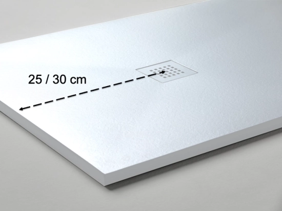 Receveur de douche, sur mesure : Largeur 100 à 210 cm x l. 70 à 110 cm. Bac à douche en résine Akrytan® anti glissant, finition ardoise, 10 couleurs, Livraison offerte et rapide