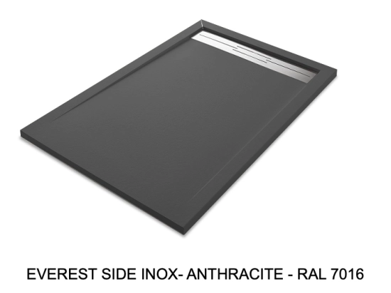 Receveur de douche caniveau, haut de gamme, Largeur 65 à 210 X 65 à 100 cm, résine pleine masse anti glissante PN24, 10 couleurs, Garantie 5 ans, Livraison rapide et offerte