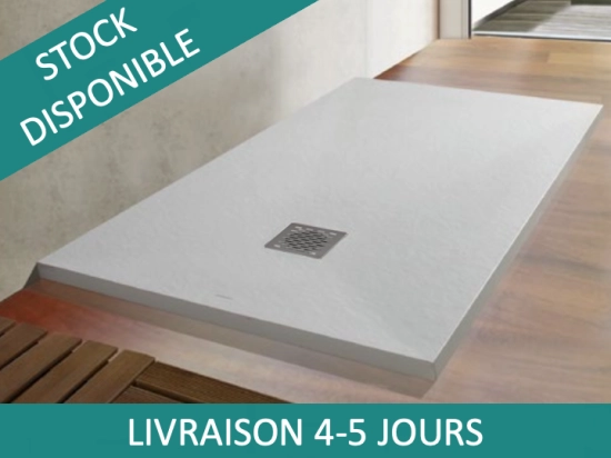 Receveur de douche, sur mesure ou recoupable, STOCK DISPONIBLE, taille 65 à 120 X 65 à 210 cm, Garantie 5 ans, LIVRAISON RAPIDE en 4 à 5 jours, OFFERTE, résine pleine masse PN24.