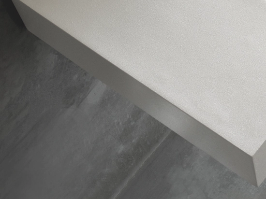 Plan de toilette suspendu, pour vasque à poser, L 50 à 201 x P 30 à 51 cm, finition lisse mate, 10 couleurs au choix, Anti bactérien, résine Akrytan®, Livraison Offerte.