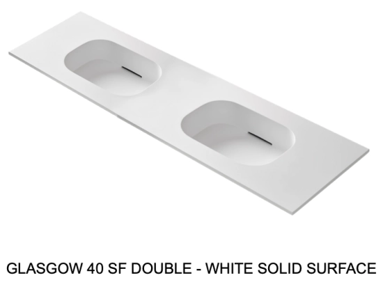 Plan vasque système d’évacuation discret L 50 à 201 x P 40 à 51 cm, finition lisse mate, 10 couleurs, Anti bactérien, résine Akrytan® teinté dans la masse, Livraison Offerte.