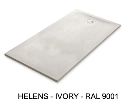 Receveur de douche, avec position évacuation à vingt centimètre du bord, L. 65 à 210 x l. 65 à 100 cm, résine pleine masse anti glissante PN24, Garantie 5 ans, Livraison offerte
