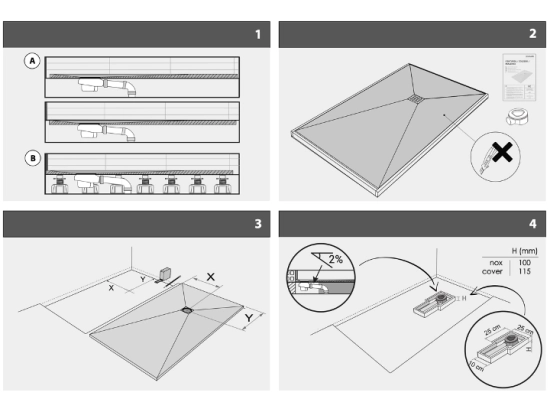 Pour installer un bac à douche extra-plat, préparez un sol lisse et de niveau. Respectez les instructions de mise en place et de scellement du receveur. Réalisez des joints d'étanchéité.