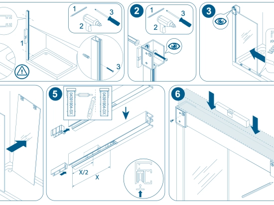 Paroi de douche coulissante, L. 90 à 220 cm, Hauteur 150 à 220 cm, fabrication sur mesure, verre de sécurité et traité anti-calcaire, garantie 5 ans, LIVRAISON OFFERTE