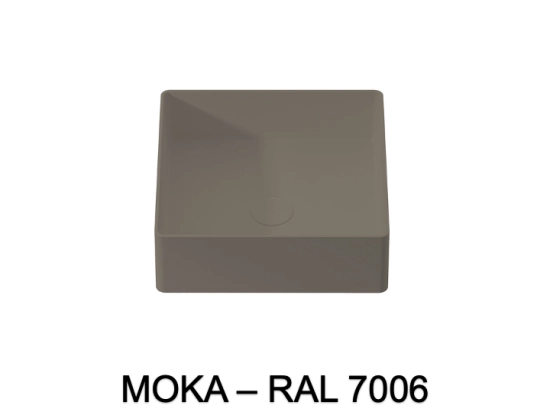 Vasque lavabo design carré, à poser, Couleur blanc mat, Finition lisse, Solid-Surface, Taille : 36 x 36 x 10,5 cm - Stock disponible ! LIVRAISON OFFERTE