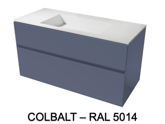Meuble avec vasque Solid-Surface, finition bois ou couleurs, deux tiroirs à onglet, L.60, 70, 80, 100, 120 et 140 cm, P. 45 cm, Hauteur 55 cm, Stock disponible, LIVRAISON OFFERTE
