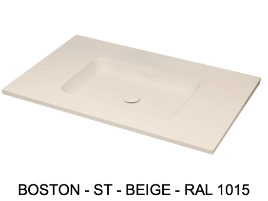Plan vasque lavabo intégré de 60 cm, aux angles arrondis, sur mesure, L. 70 à 200 cm x P. 40 à 60 cm, résine minérale ACRYSTONE® Finition lisse mate, Livraison Offerte et Rapide.