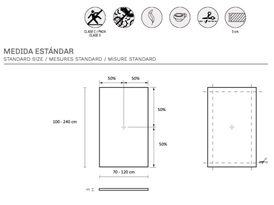 Receveur de douche, évacuation central, L. 100 à 240 cm x l. 70 à 120 cm. Bac à douche en résine pleine masse anti glissant, finition pierre, Livraison offerte et rapide